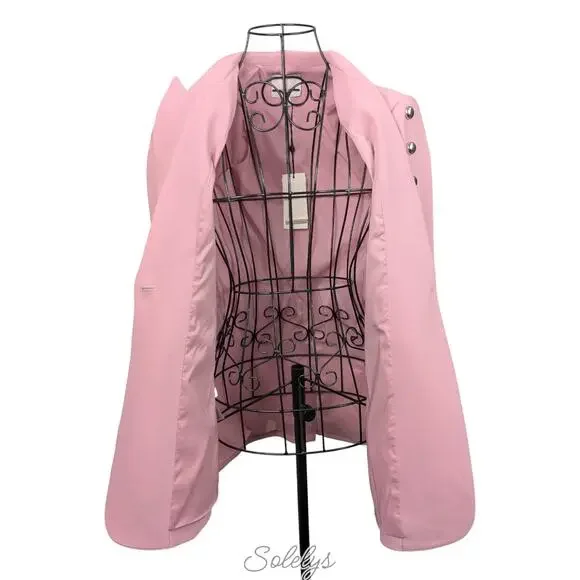 Cinq a Sept Dive Studded Crepe Pink Silver Single Button Blazer Jacket 4 NWT - Picture 9 of 10